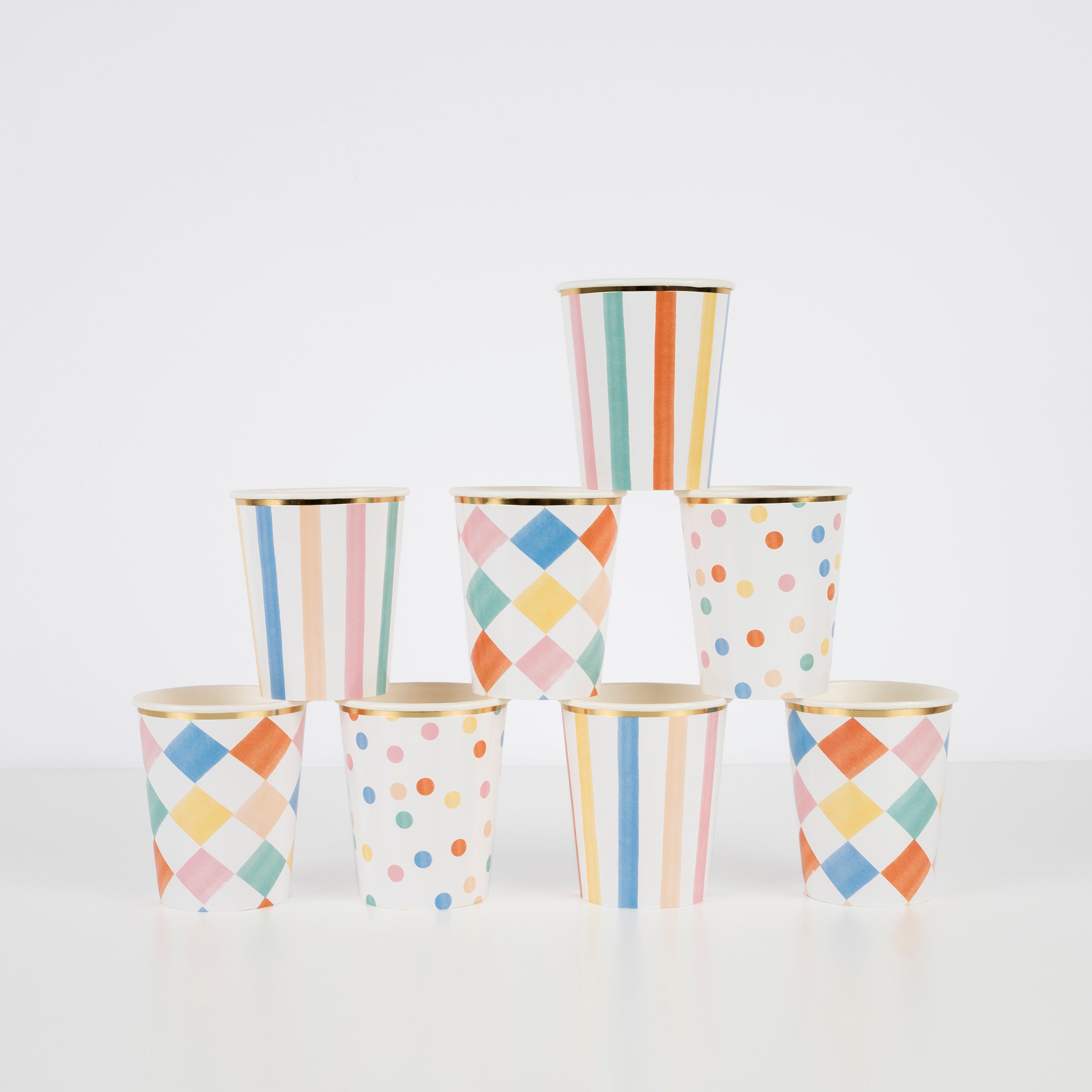 Colorful Pattern Cups (x 8)