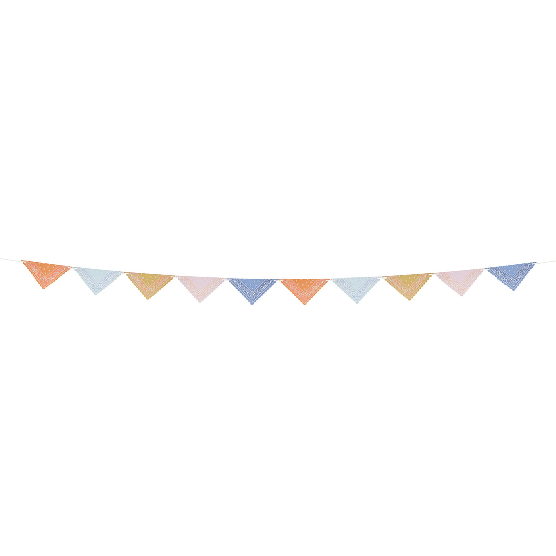 Our party garland, crafted to look like bandanas, is ideal for a Western party theme.