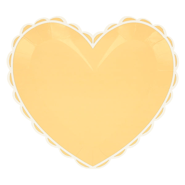 Our dinner plates, in heart shapes, feature a range of pretty pastel colors and a scalloped border. Image1