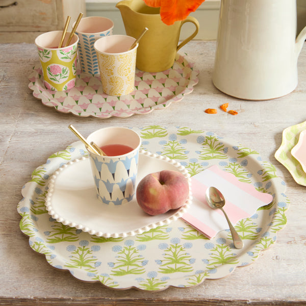 Our small wooden tray, made with birchwood veneer and a melamine coating, has a pretty Molly Mahon floral print. Image2