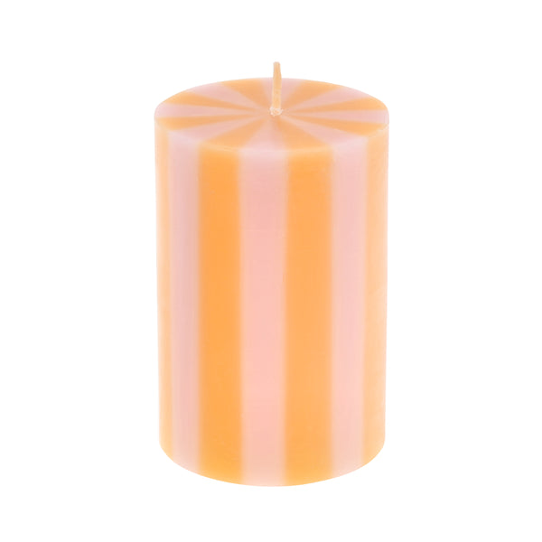 Our striped candles, in a classic pillar shape, feature 5 bright colorways and colored wicks, perfect for birthday and home decorations. Image3