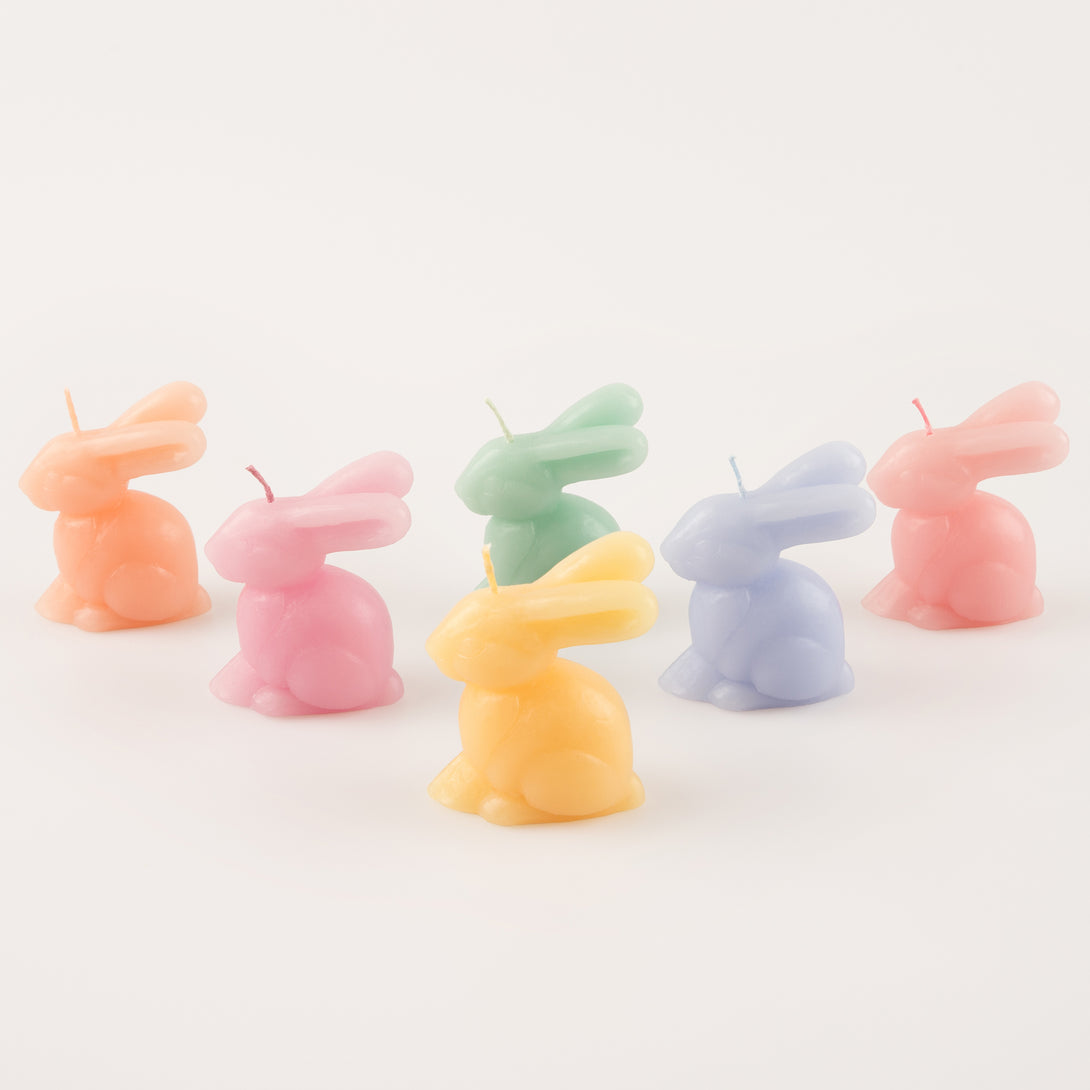 Our Easter candles make great Easter decorations, crafted in the shape of cute bunnies in pastel shades with colored wicks.