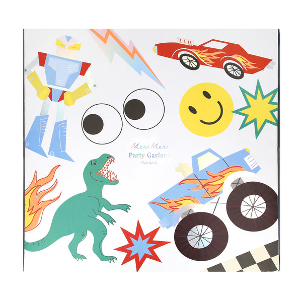 Our special decoration is both a birthday garland and a garland to decorate a bedroom or playroom, with monster trucks and more. Image4