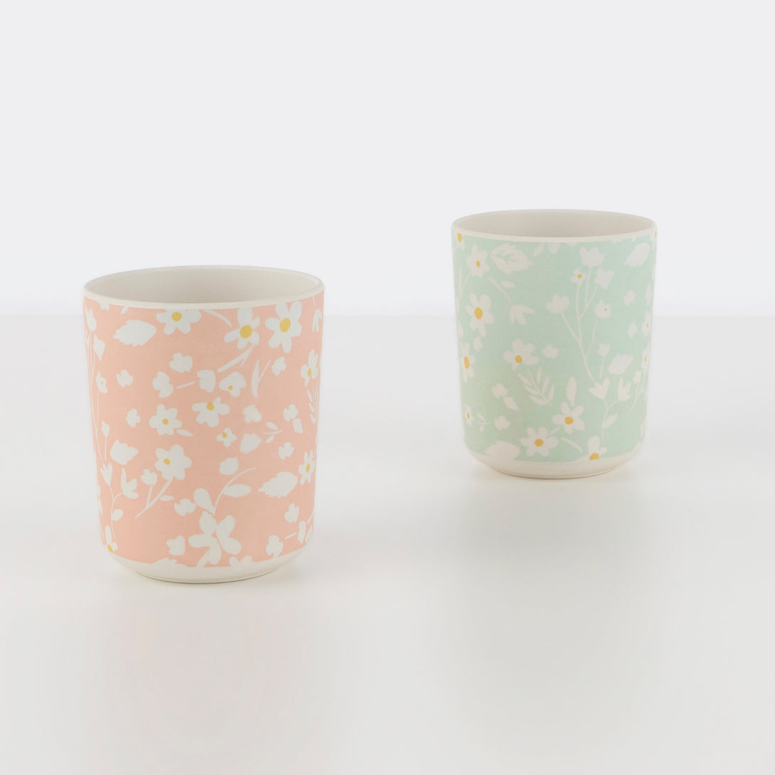 Our floral pastel cups are crafted from a bamboo mix.