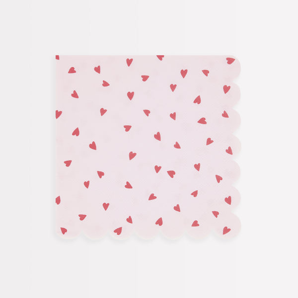 Make your romantic meal look amazing with our pink napkins with red love hearts.