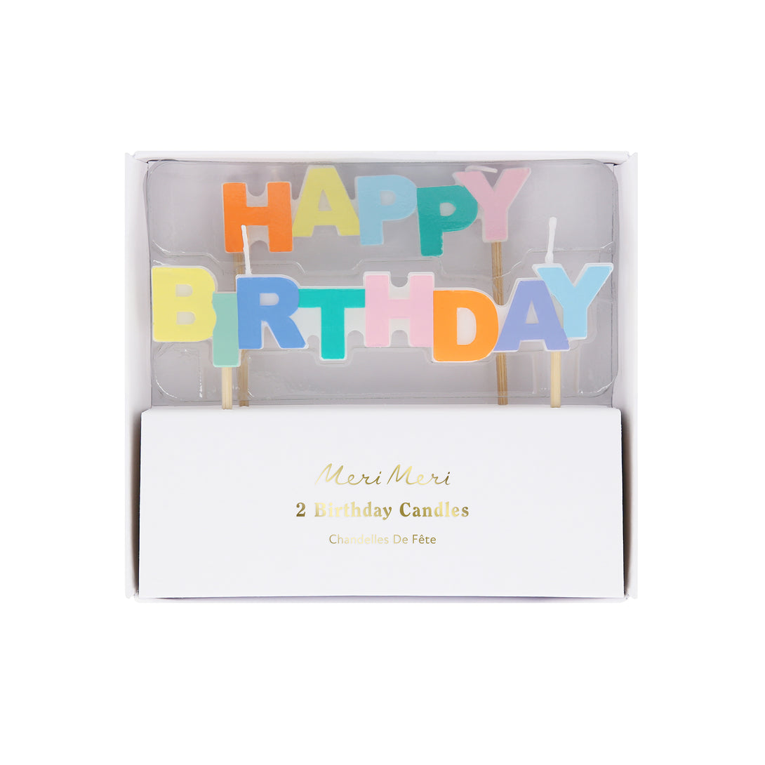 Our candle set, which spells out Happy Birthday, makes the perfect birthday candles.