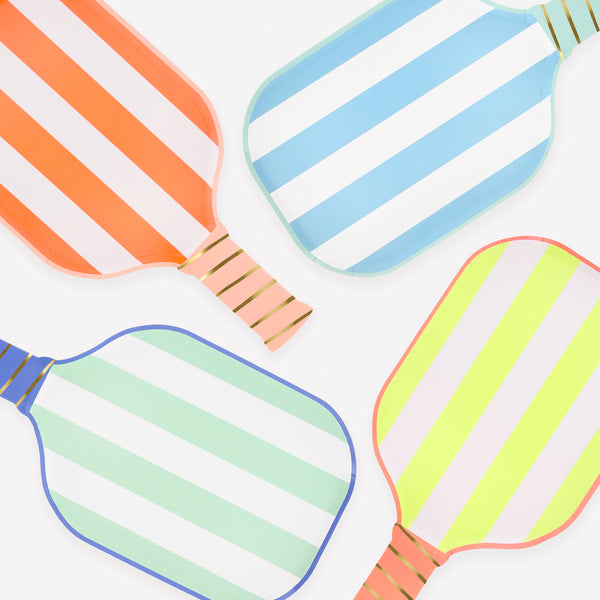 Pickle ball is such fun, and these paper plates in the shape of pickle ball bats are the perfect addition to a sports party or picnic. Image1