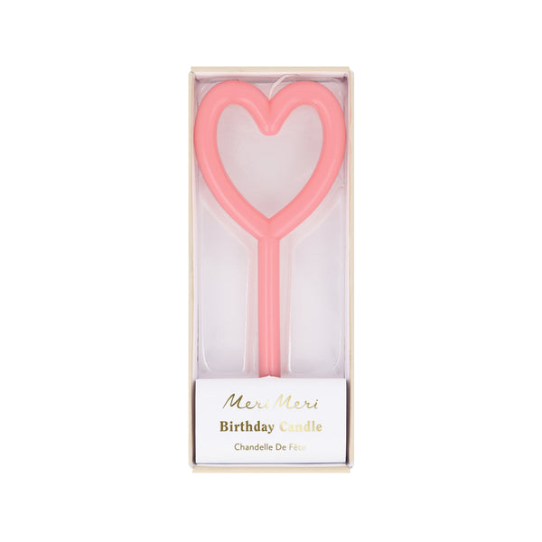 Add a loving touch to a special cake with our pink candle in the shape of a heart.