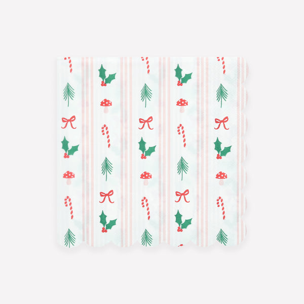 Our Christmas napkins have a nostalgic Christmas motif design and a scalloped edge, for a stylish touch to your party. Image1