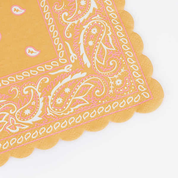 Our party napkins, with colorful bandana designs are great for tablescaping for a country music party, BBQ or line dancing fun. Image2