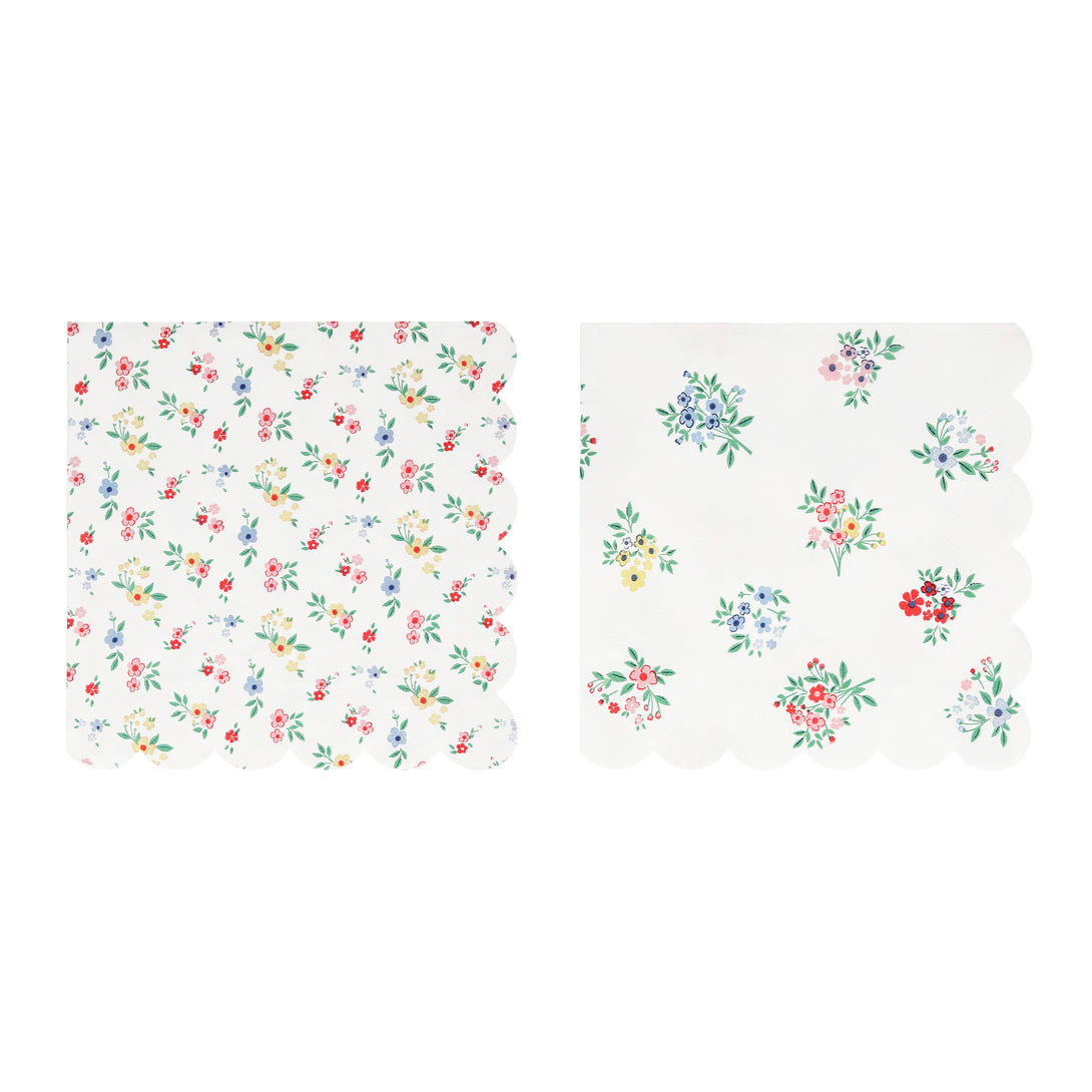 Use our large napkins, with floral designs, for table layering at your garden parties, bridal showers or as baby shower napkins.