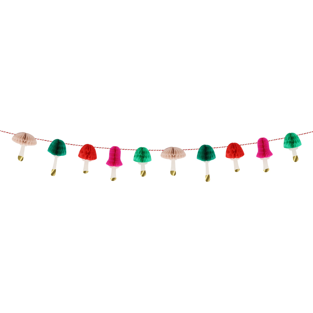 If you're looking for a Christmas wall decoration that's on trend then you'll love our mini paper garland with colorful mushrooms.