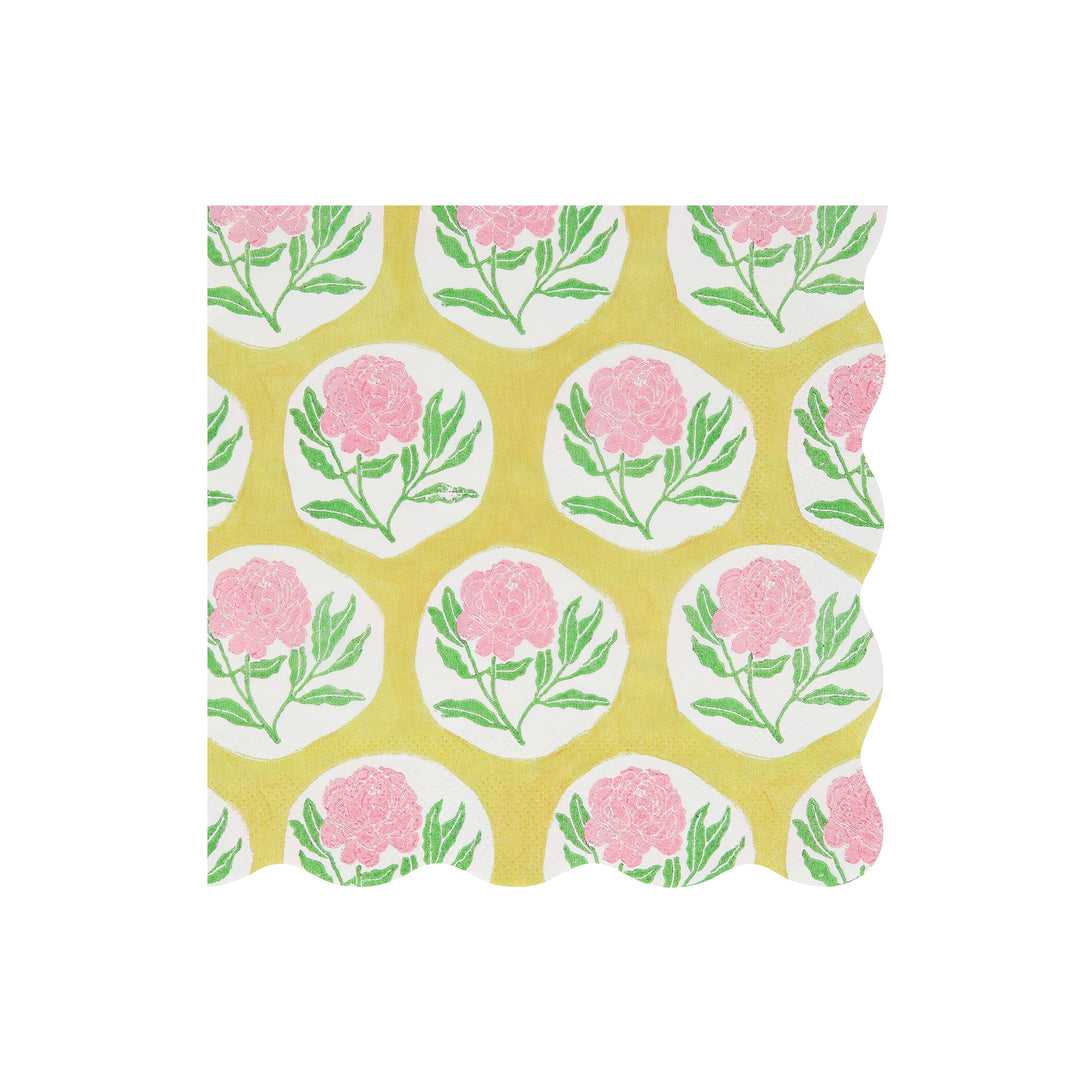 Our disposable napkins, in a large size, feature Molly Mahon floral patterns, ideal for a stylish gathering.