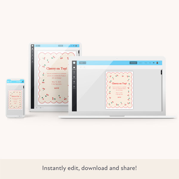 Cherries Download & Print Invitation Image2