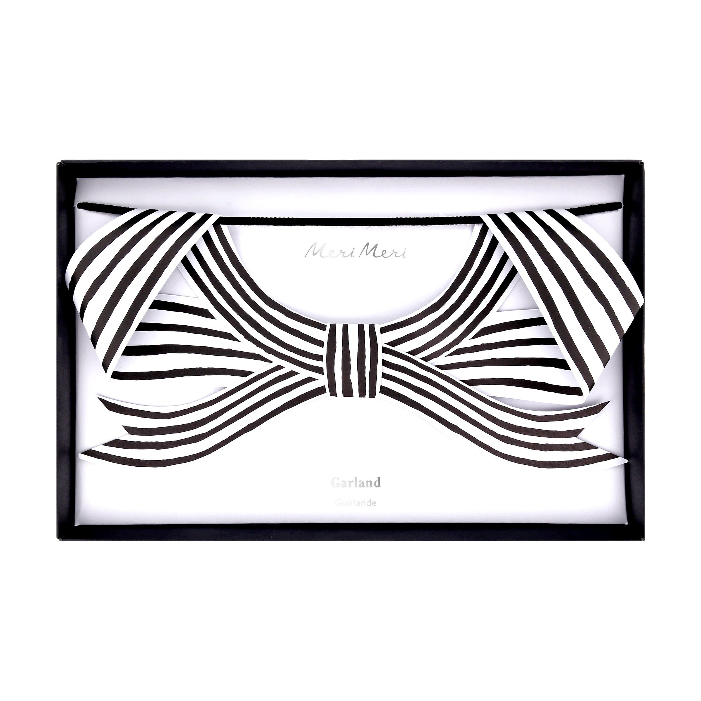Black & White Stripy Bow Garland