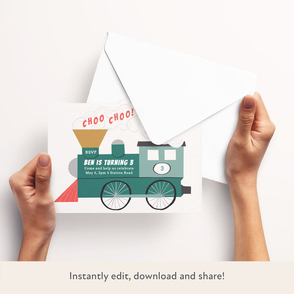 Train Download & Print Invitation