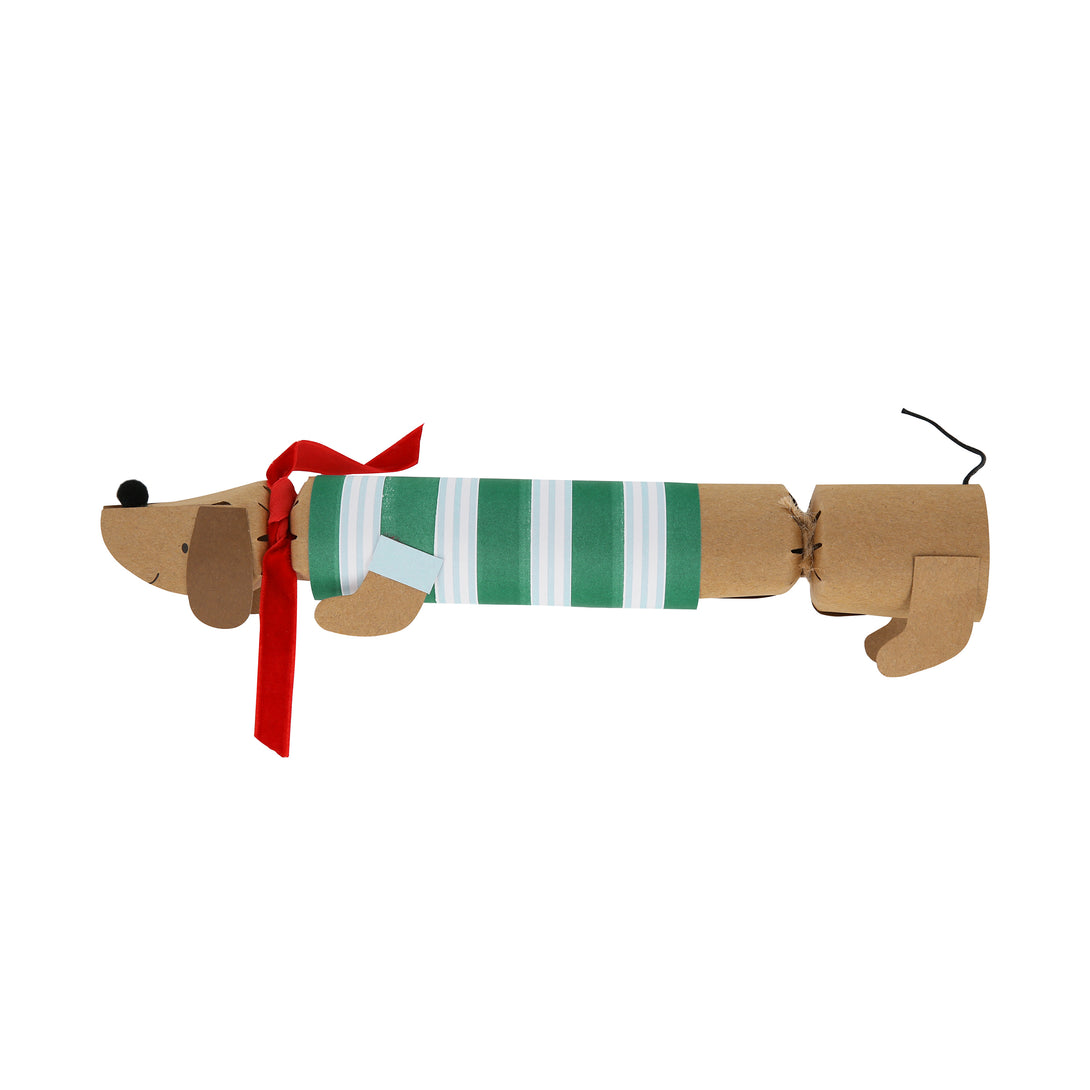 Our sausage dog Christmas crackers are utterly charming, and each contain a paper hat, joke and a sausage dog pin badget.