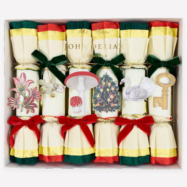 Our Christmas crackers feature festive colors, keyring gifts and chic John Derian inspired embellishments for a fairytale feel. Image1