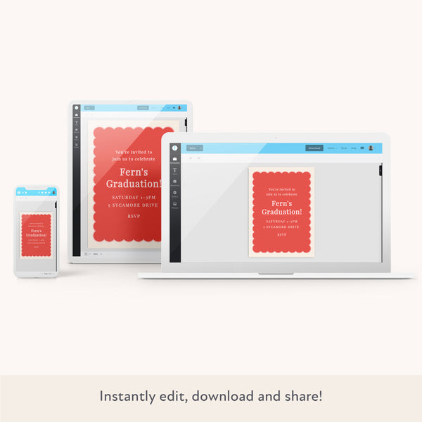 Red Scallop Download & Print Invitation