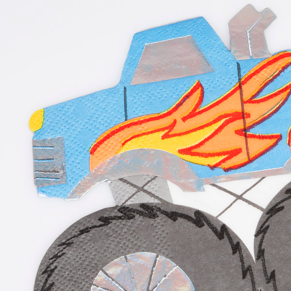 Our large paper napkins, in the shape of monster trucks, will look amazing on your birthday party table. Image2