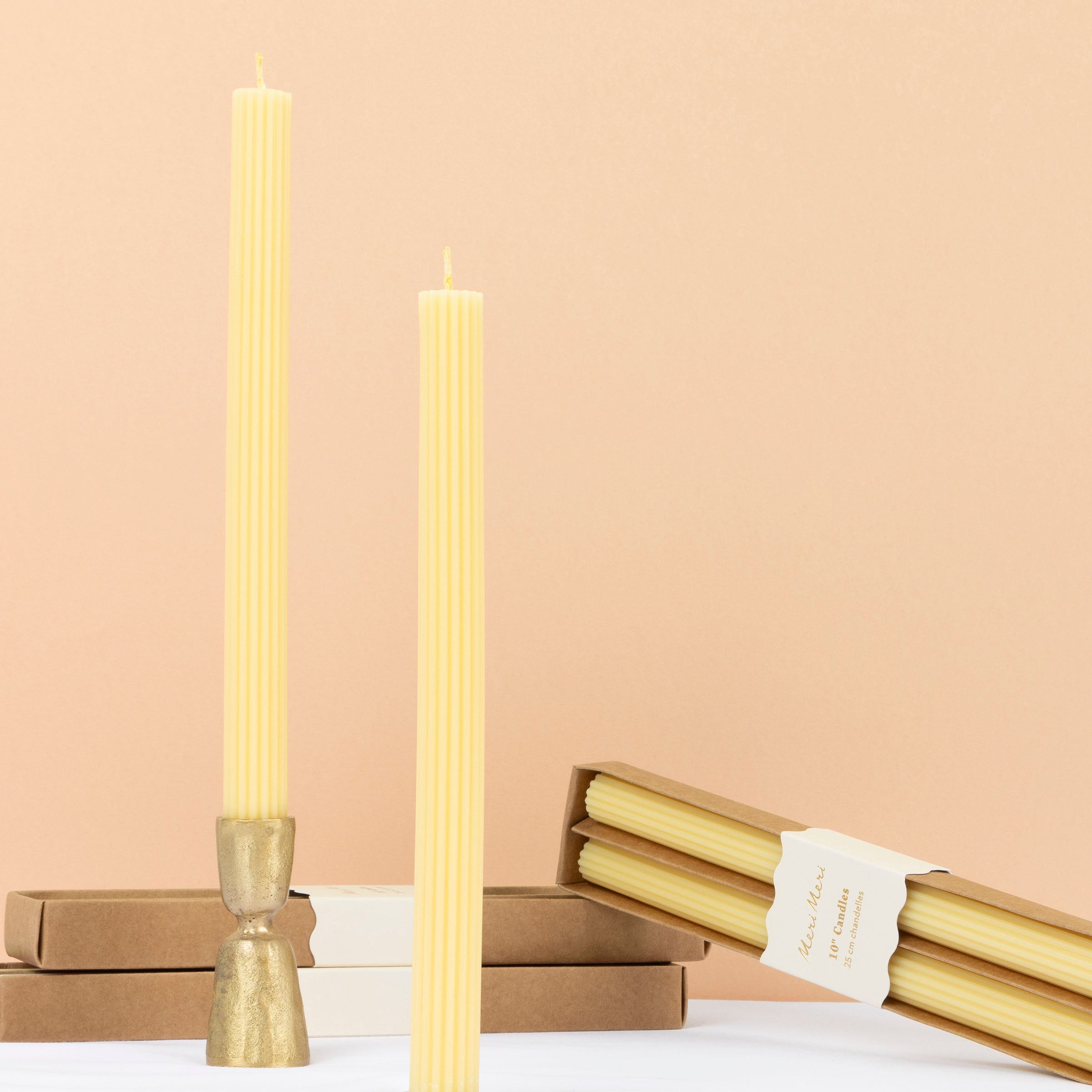 Lemon Sherbet Yellow Table Candles - Thumbnail 3