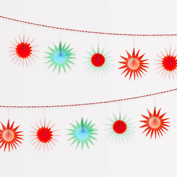 Our star garland, in bright colors, is the perfect modern Christmas garland.