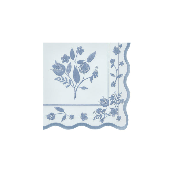 Our party napkins, made from 3-ply paper, feature four pastel shades and striking cobalt blue botanical illustrations for an elegant look. Image3