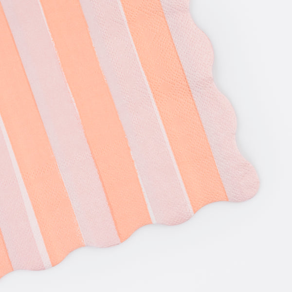 Our pastel striped napkins are large napkins with a wavy edge, ideal as baby shower napkins or garden party napkins. Image3