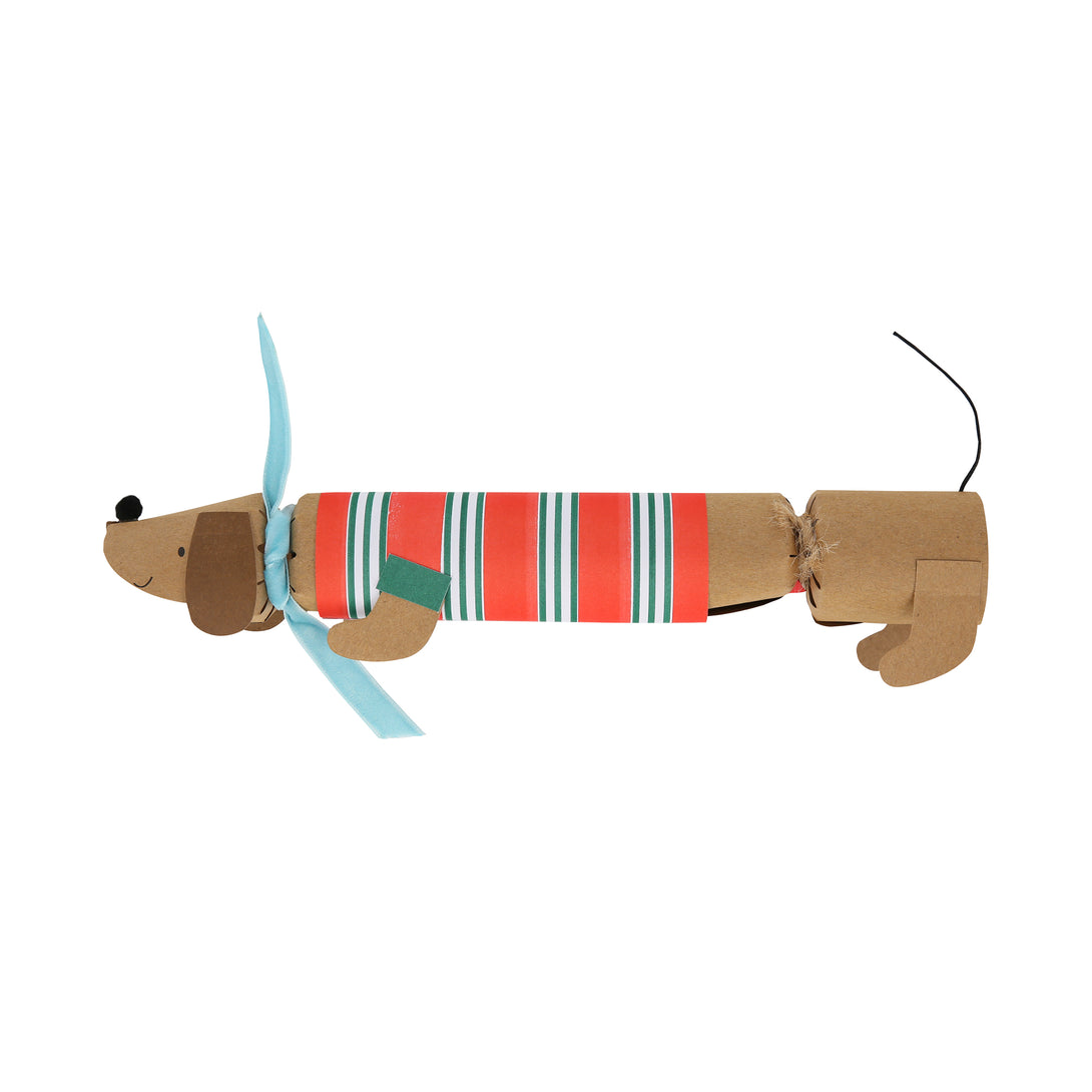 Our sausage dog Christmas crackers are utterly charming, and each contain a paper hat, joke and a sausage dog pin badget.