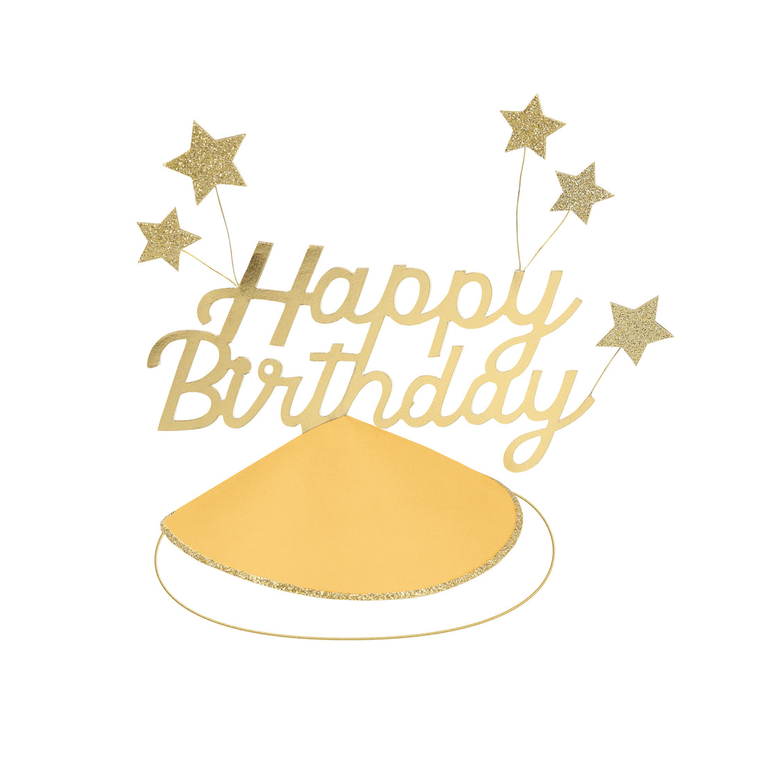 Make your guests look amazing with our fun birthday party hats, with gold glitter stars and bright colors.