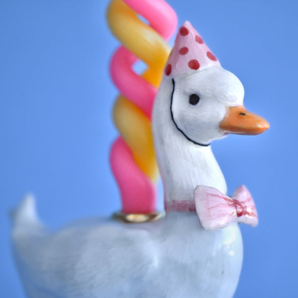 Pink Goose Porcelain Cake Topper