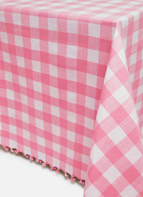 Gingham Peony Tablecloth