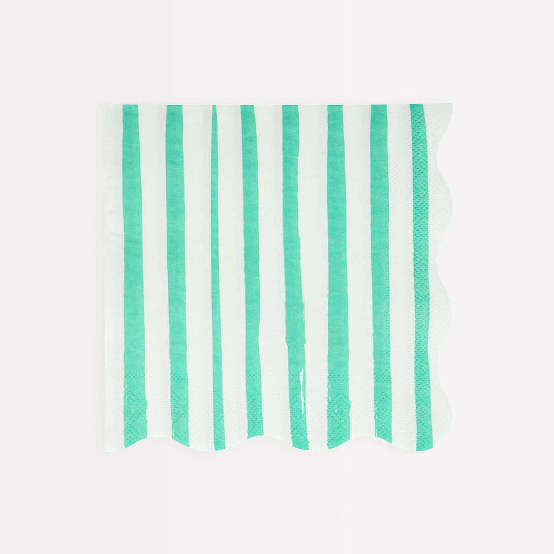 Our scalloped napkins, with bright stripes, are really stylish paper napkins.