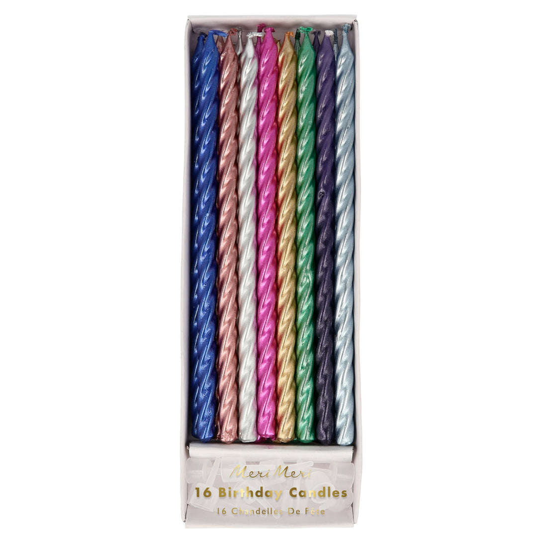 Our twisted candles have 8 metallic colors for a wonderful effect.