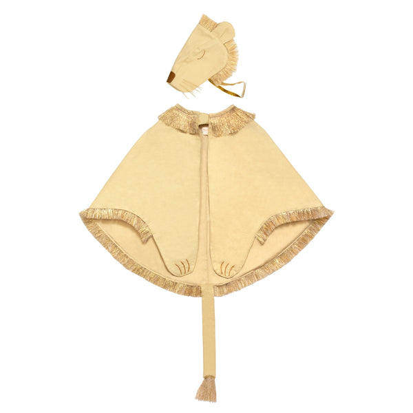 The fabulous kids costume has a cape, lion hat and swishy tail. Image1