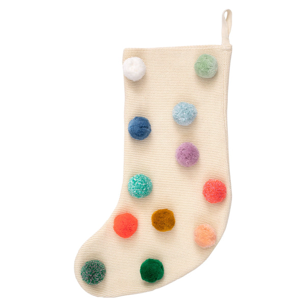 Colorful pompoms make this a fabulous fun kids' Christmas stocking.