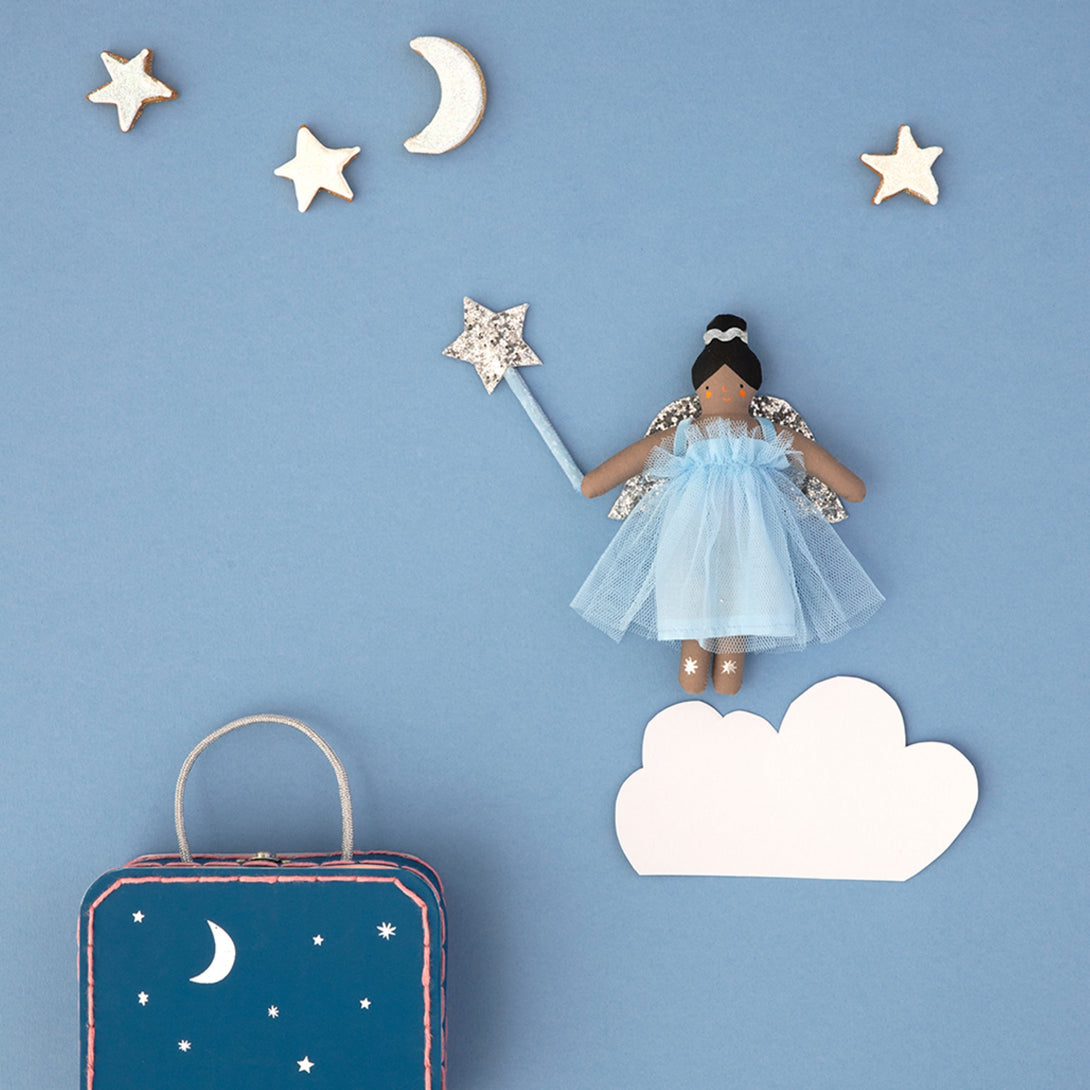 Our mini doll Ruby the Fairy, comes with mini suitcase.