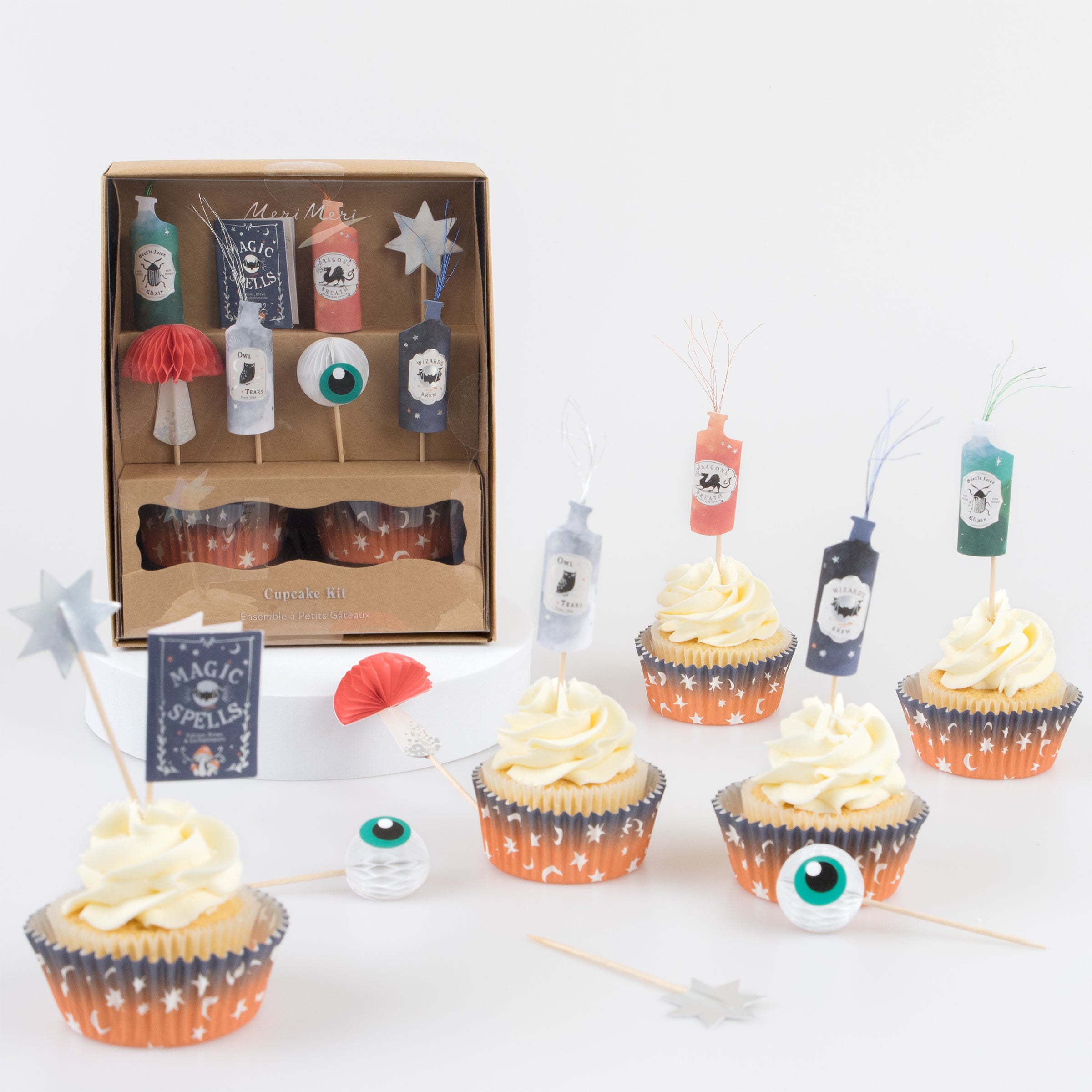 Our magic party cupcake toppers and paper cupcake cases are perfect for a Halloween party for kids, or a wizard party or witch party.
