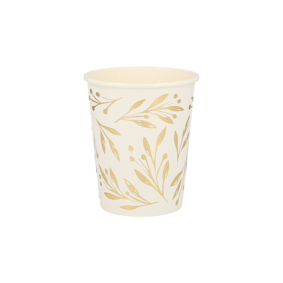 Our Christmas cups are decorated with gold foil for elegant looking Christmas tableware.