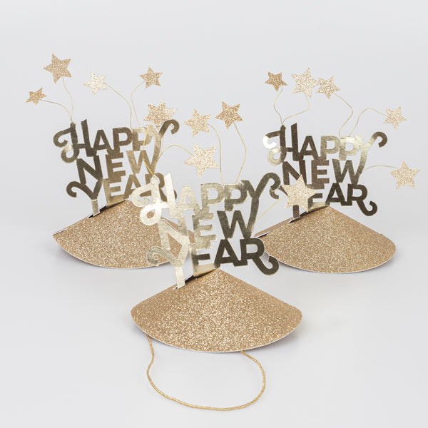 Our gold party hats are perfect to add to your New Years Eve party supplies.
