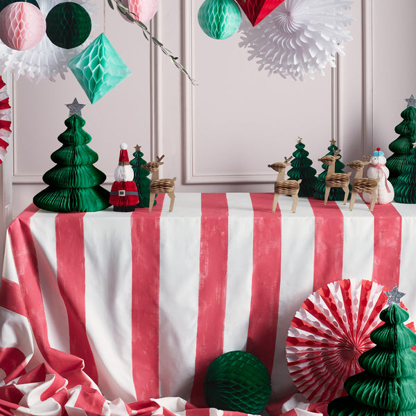 Our honeycomb Christmas table decorations include Christmas trees, Santa, reindeer and a snowman. Image2