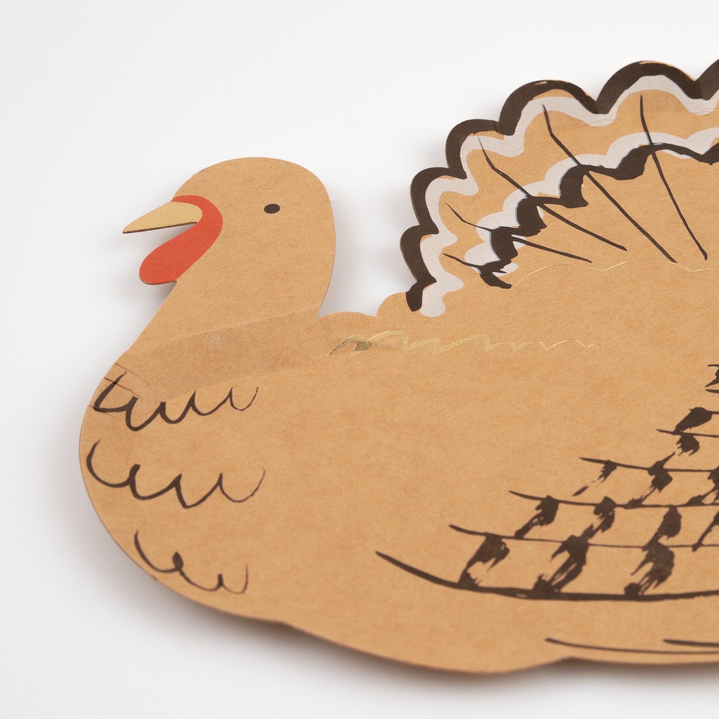 Our fun party plates, in the shape of a turkey, make wonderful Thanksgiving decorations.