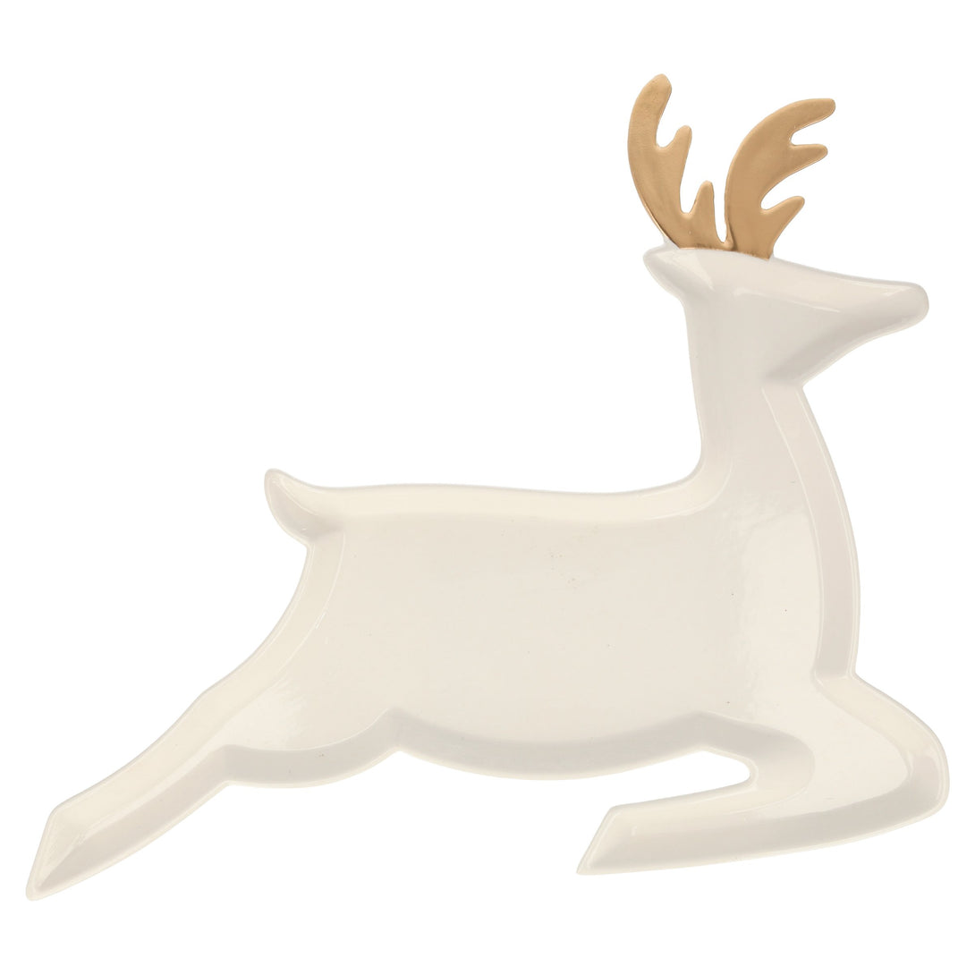 Our hostess gift set includes mini Christmas napkins and porcelain reindeer plates, perfect as Christmas table decorations.