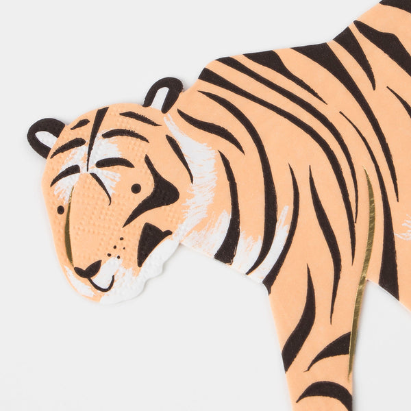 Our party napkins, in the shape of tigers, are perfect for a safari birthday party. Image2