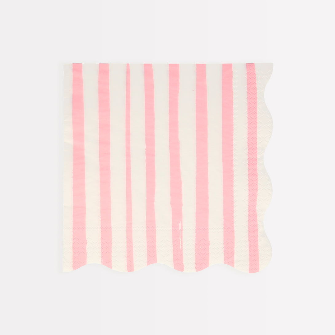 Our scalloped napkins, with bright stripes, are really stylish paper napkins.