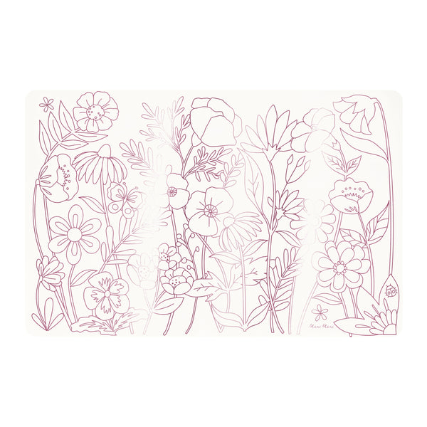 Our coloring placemats with pink foil butterfly and flower illustrations are perfect for a princess party or butterfly party. Image2
