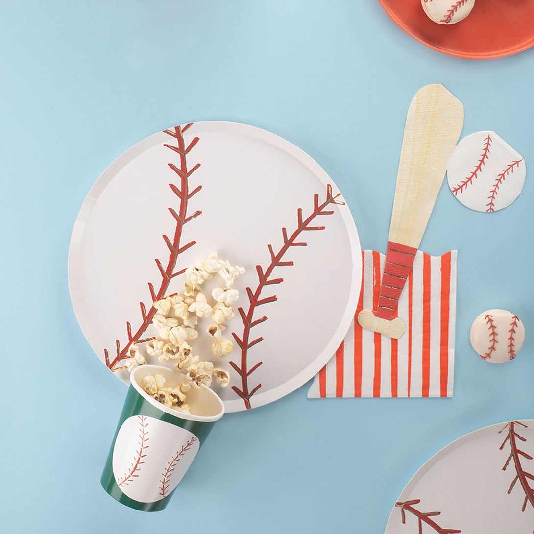 Our baseball napkins are perfect for a baseball birthday party.