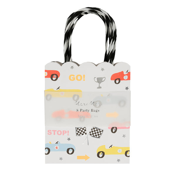 These colorful race car paper bags are great to fill with party favors for a race car birthday party. Image3