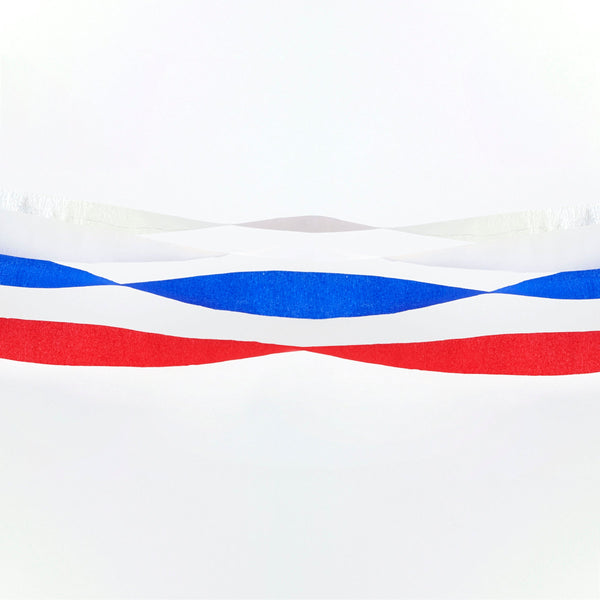 These fabulous 4th of July decorations are crafted from red, white, shiny silver and blue crepe paper streamers. Image4