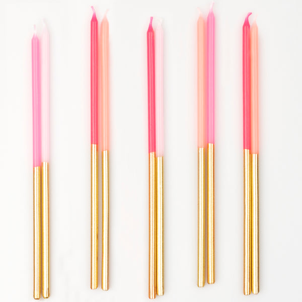 Our gold candles are teamed with shades of pink, perfect as birthday cake candles. Image3